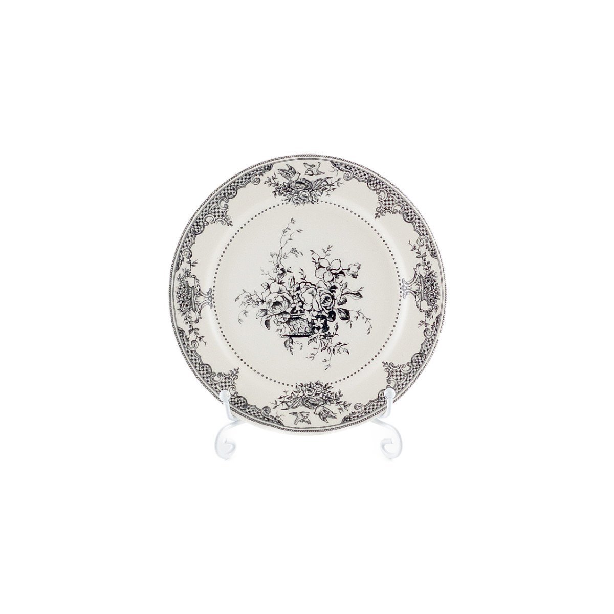 正規輸入品 ジアン フルール・デパルイユ 小皿 ミニプレート 白黒 食器 花柄 バラ アンティーク風 ボックス入