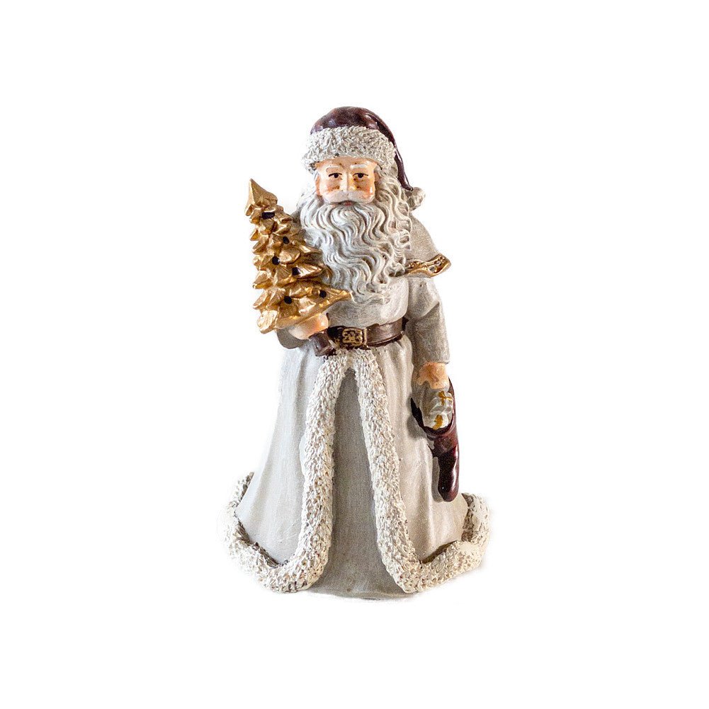 サンタクロース 人形 シルバー 銀 小 アンティーク風 ミニ 置物 置き物 オブジェ 卓上 クリスマス 飾り