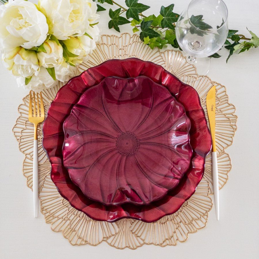 IVV イタリア製 ガラス プレート 中皿 食器 マグノリア 22cm 赤 パール