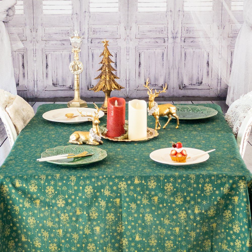 テーブルクロス クリスマス おしゃれ 緑 グリーン 長方形 4人掛け 140×180 北欧 綿 麻 高級感 布 – Woburn Abbey
