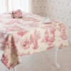 Woburn Abbey - テーブルクロス トワルドジュイ おしゃれ 長方形 140×180cm 花柄 綿 布 北欧 レッド 赤 シャビーシック フランス アンティーク 調 - Woburn Abbey