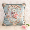 Woburn Abbey - クッションカバー 45×45用 おしゃれ 高級感 青 ブルー 花柄 バラ 薔薇 アンティーク風 ロココ 中身別売 - Woburn Abbey